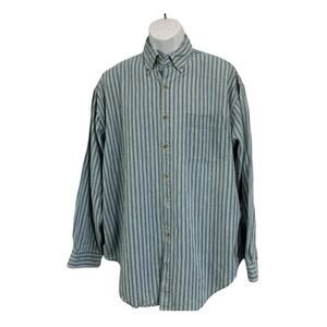 American Blue Mens Long Sleeve Button Down Shirt Size Large Blue Casual Pocket